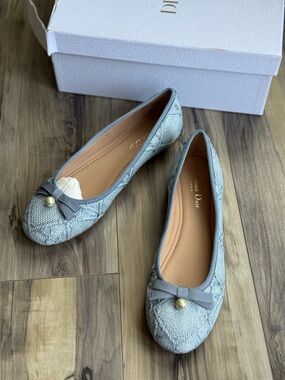 Christian Dior Cannage Raffia Ballet Flats Bleu Pastel EU 39.5 NIB